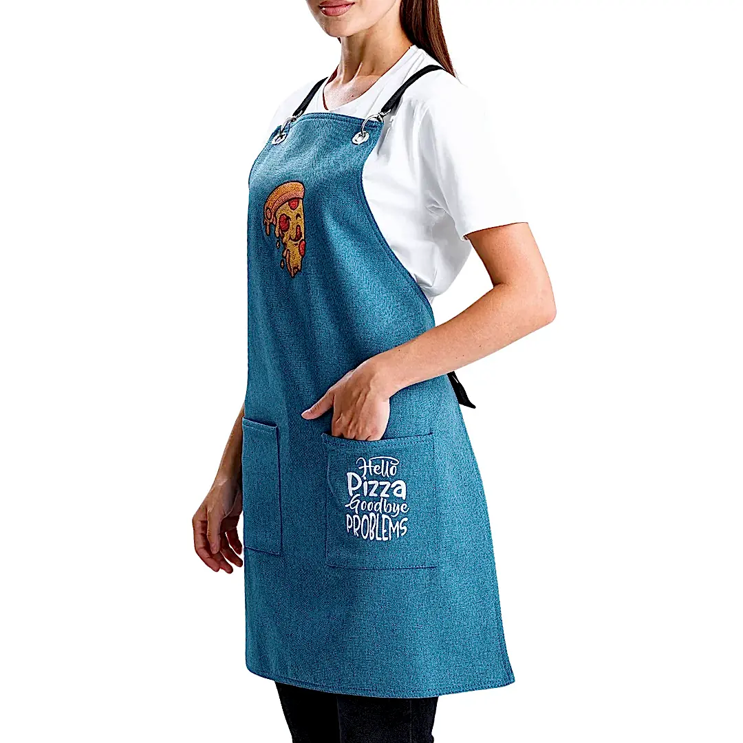 Hazır Nakışlı Önlükler - Pizza Mavi
